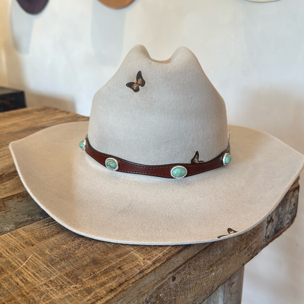 Custom Butterfly Stetson 6X COWBOY HAT 58cm 7 1/4